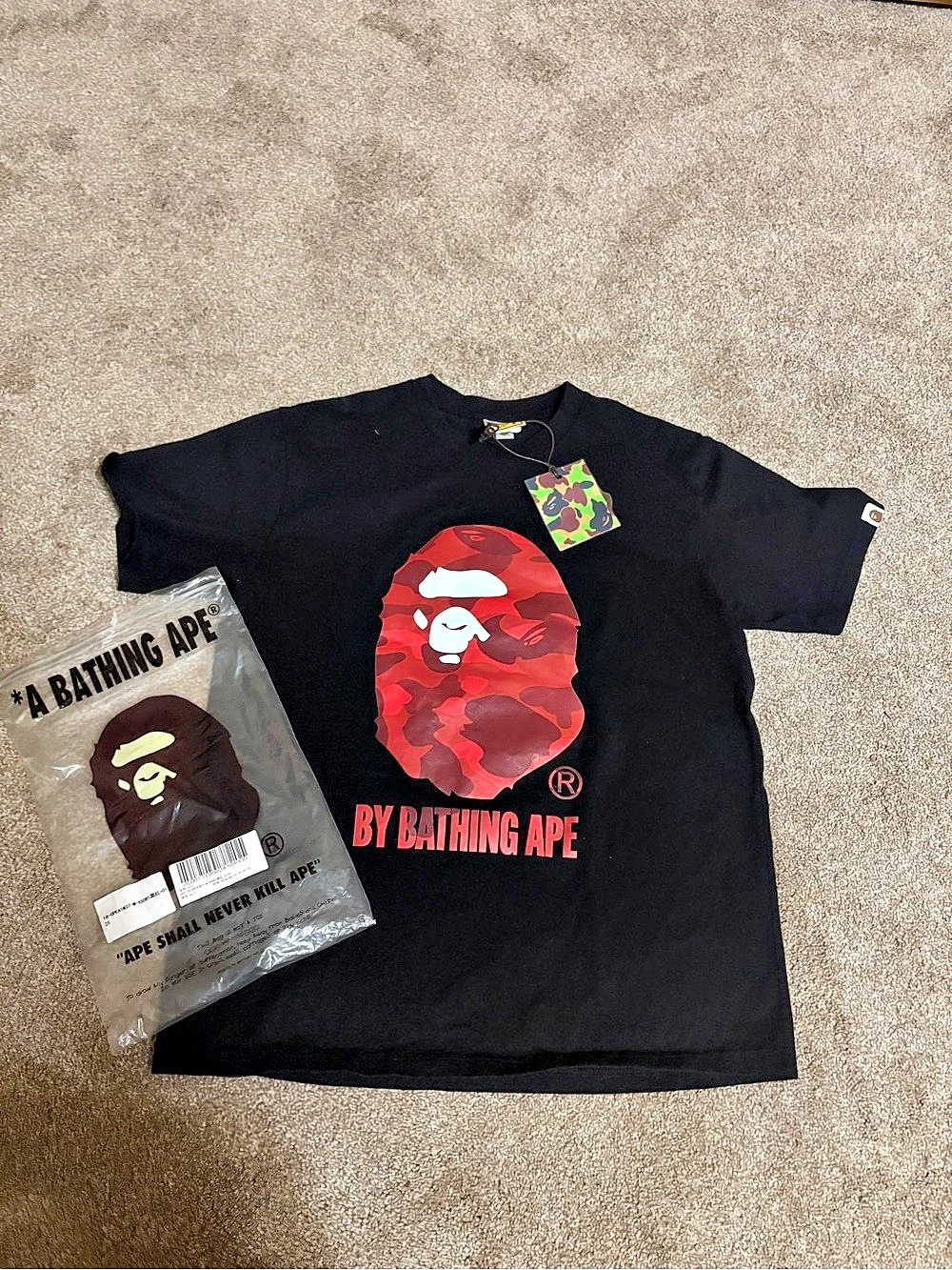 A Bathing Ape BAPE Red Camo By Bathing Ape Tee Camo Graphic Tee in Black & Red